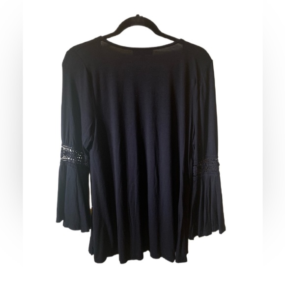 Kontrol Long Sleeve Blouse Lattice Front Embroidered Elbows Size 1X - Picture 2 of 6